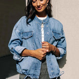 Mac Pocketed Quilted Denim Bomber Jacket Ins Street