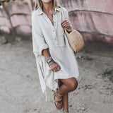 Remy Cotton Pocketed Shirt Dress - Off White Ins Street