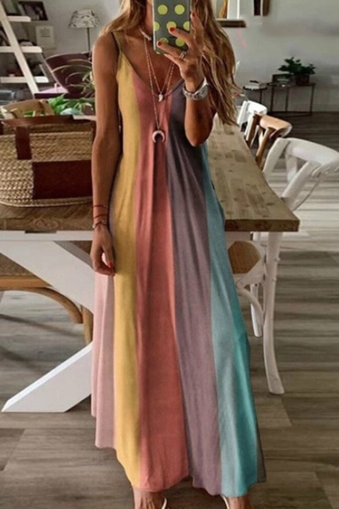 Floor Length Casual Patchwork Cute bohemian Dress Ins street