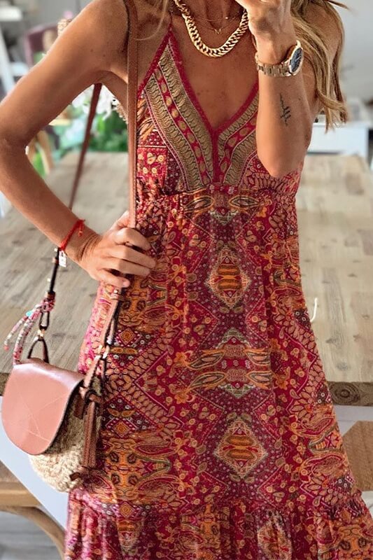 Believe in magic printed maxi dress Ins street