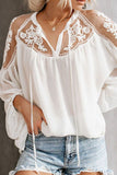 V-Neck Lace Crochet Embroidery Patchwork Blouse Ins street