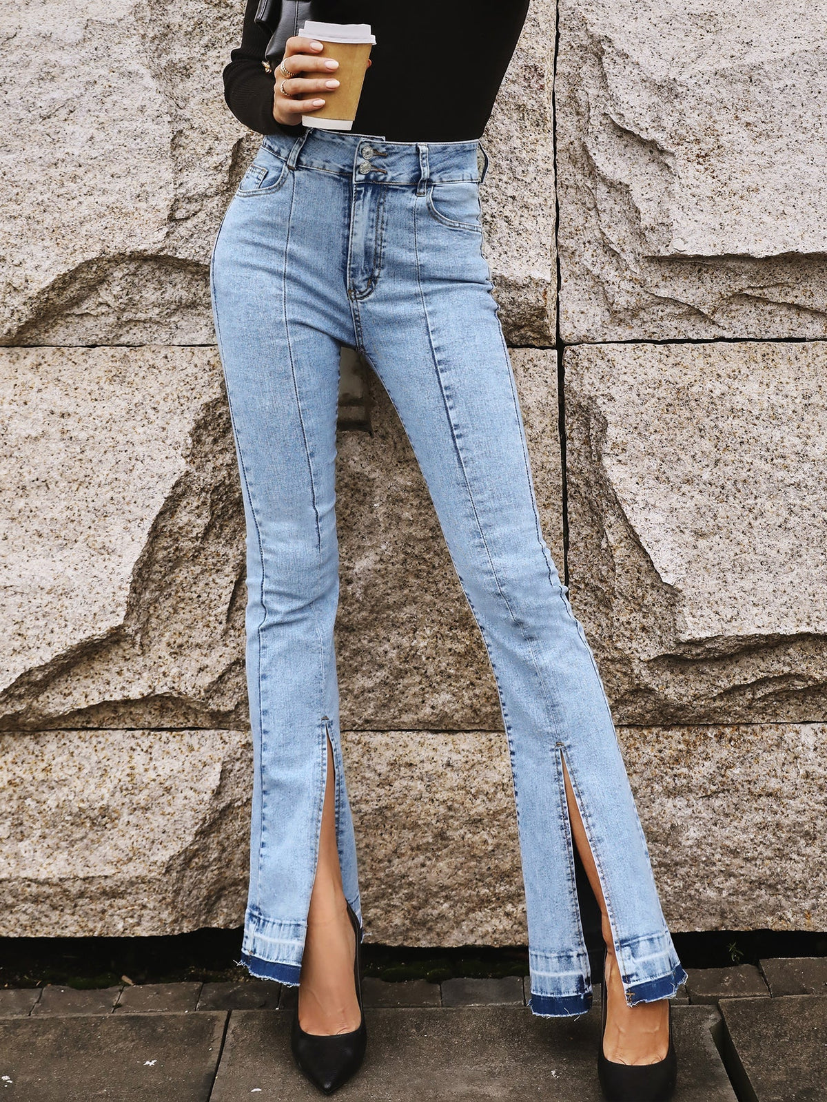 Skinny Wide-leg Denim Trousers 2023-03-14 InsStreet