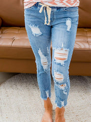 Women's Ripped Jeans Ins street