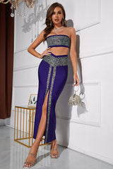 Mopaka Strapless Rhinestone Evening Dress Sets Ins Street