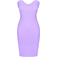 Strapless Sleeveless Plain Mini Bandage Dress Ins Street