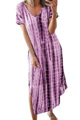 Tie-Dye Side Split Maxi Dress Ins street