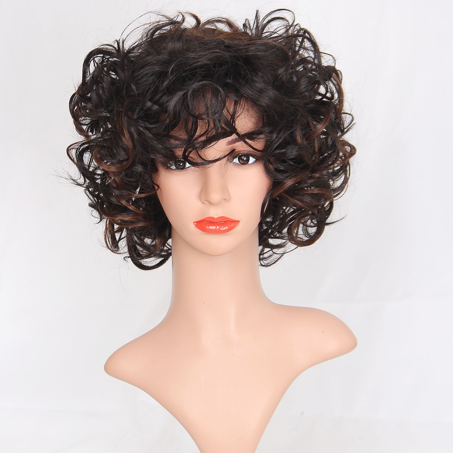 Women's short curly hair wig headgear Ins street