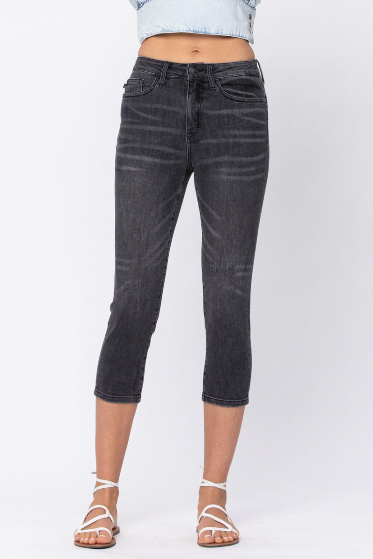 Mid-Rise Cuffed Skinny Capri Jeans Ins Street