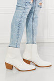 MMShoes Watertower Town Faux Leather Western Ankle Boots in White Ins Street