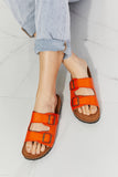 MMShoes Feeling Alive Double Banded Slide Sandals in Orange Ins Street