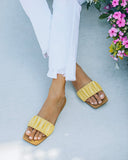 Mila Ruched Square Toe Sandal - Lemon Ins Street