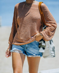 Laurence Ribbed Off The Shoulder Knit Sweater - Tan Ins Street