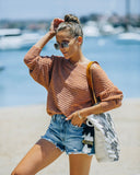Laurence Ribbed Off The Shoulder Knit Sweater - Tan Ins Street