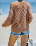 Laurence Ribbed Off The Shoulder Knit Sweater - Tan Ins Street