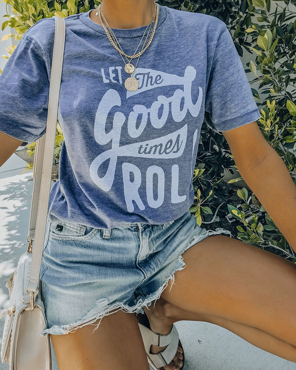 Cotton Blend Let The Good Times Roll Acid Wash Tee Lulusimonstudio, LLC.