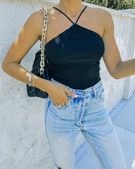 Slick Ribbed Halter Crop Top - Black - FINAL SALE Ins Street