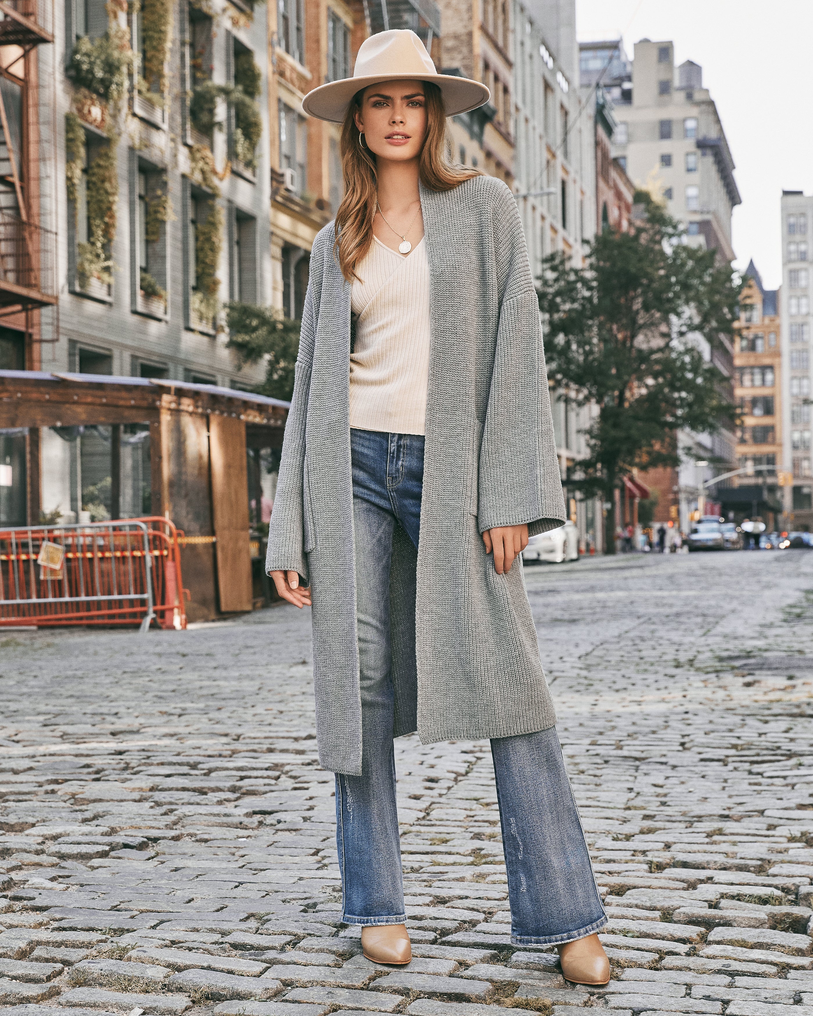 East River Pocketed Knit Duster Cardigan - Heather Grey Ins Street