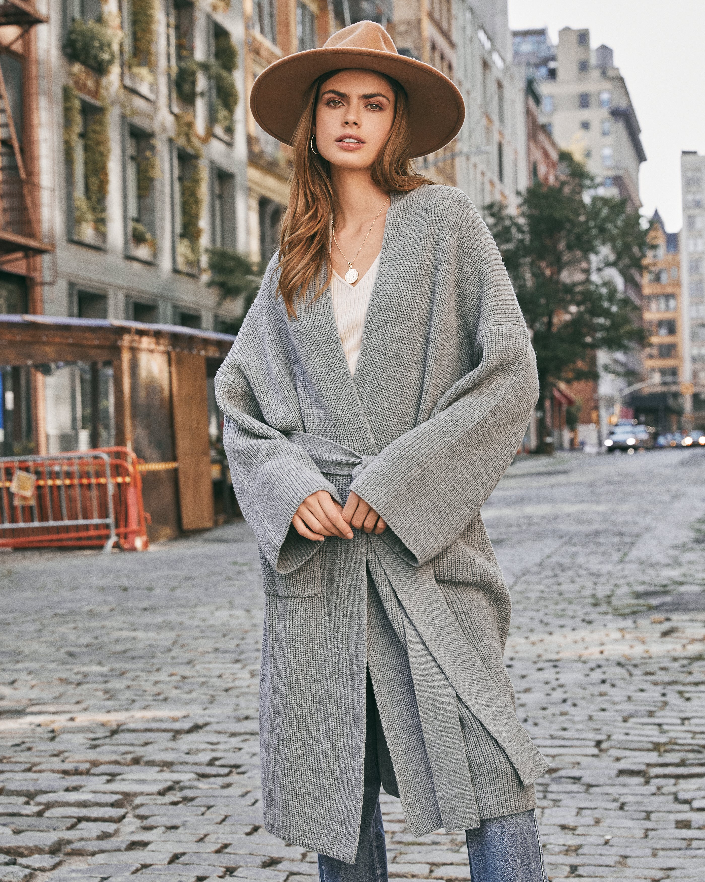 East River Pocketed Knit Duster Cardigan - Heather Grey Ins Street
