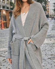 East River Pocketed Knit Duster Cardigan - Heather Grey Ins Street