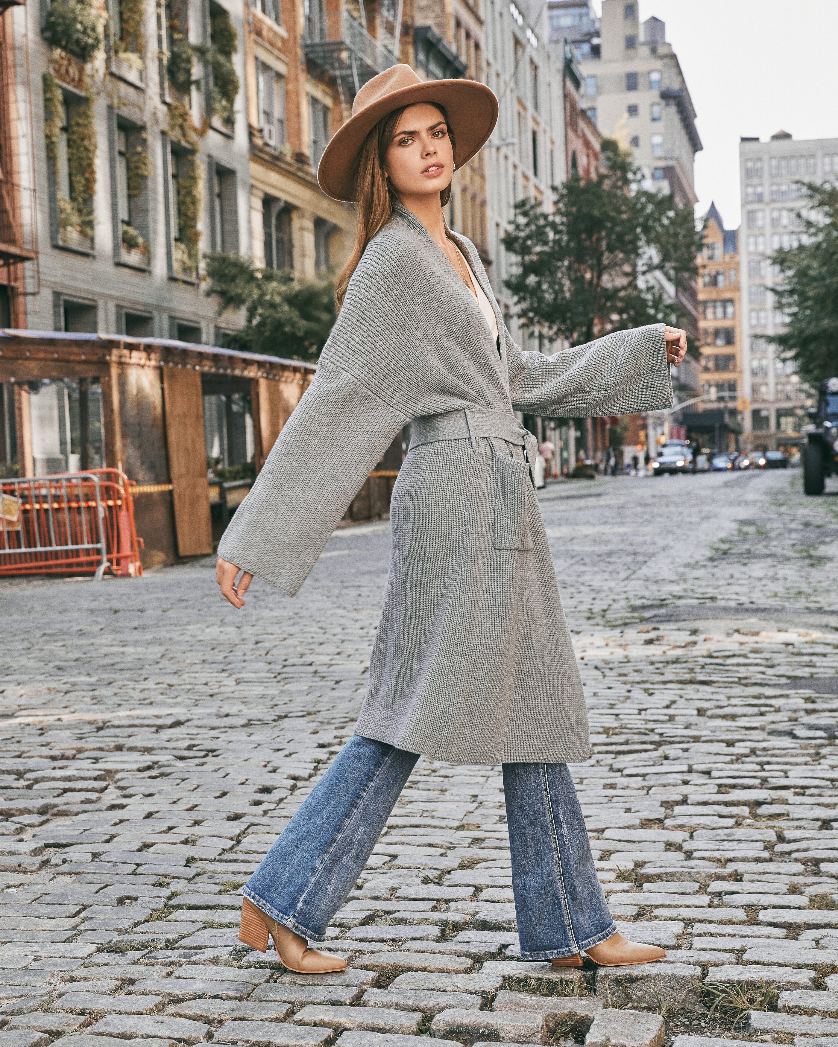 East River Pocketed Knit Duster Cardigan - Heather Grey Ins Street