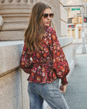 Village Views Floral Tie Front Babydoll Blouse Ins Street