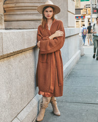 East River Pocketed Knit Duster Cardigan - Rust Ins Street