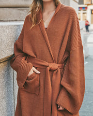 East River Pocketed Knit Duster Cardigan - Rust Ins Street