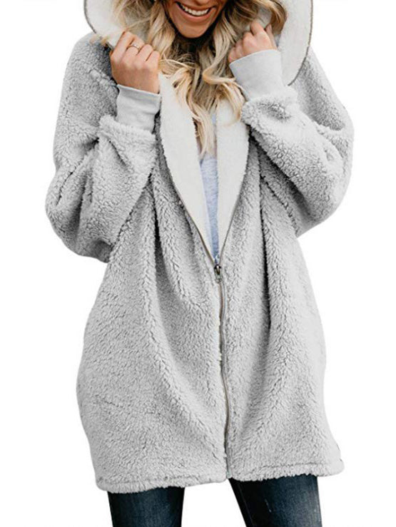 Zip Cardigan Fur Coat Ins street