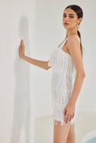 Thalassa Sequin-Embellished Fringe-Detail Mini Dress-White Ins Street