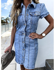 Tribeca Pocketed Button Down Denim Dress - FINAL SALE ON T-001