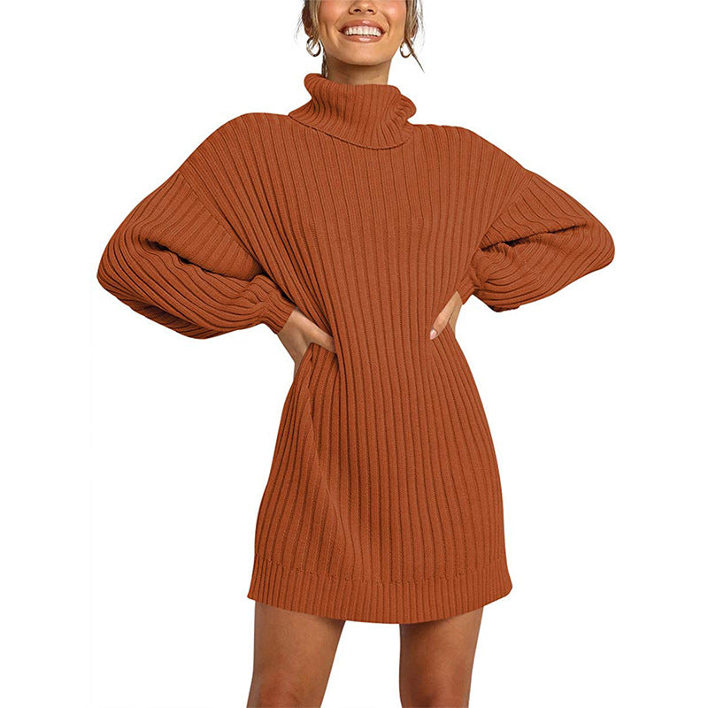 Frozen Heart Turtleneck Sweater Dress - Clay Ins Street