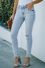 Light Wash Distressed Skinny Jeans with Pockets Ins Street