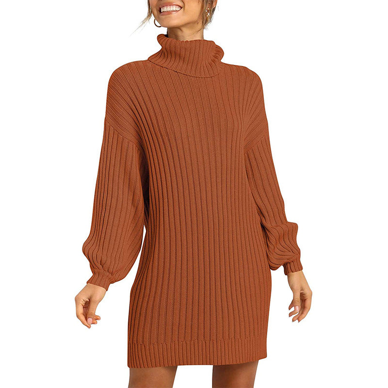 Frozen Heart Turtleneck Sweater Dress - Clay Ins Street