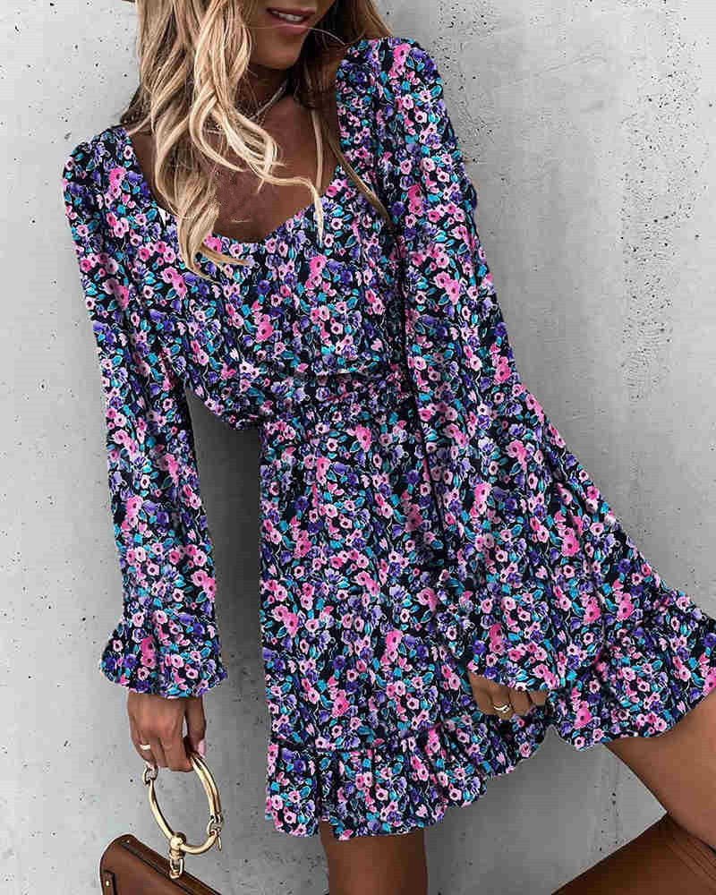 Mallory Floral Crochet Ruffle Dress Ins Street