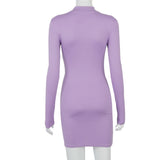 Yasmine Long Sleeve Ruched Knit Dress - Purple Ins Street