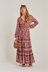 Dougherty Cotton Printed Ruffle Midi Dress Ins Street