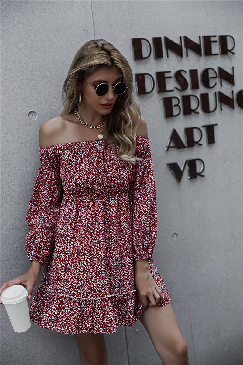 Mirna Floral Satin Off The Shoulder Dress Ins Street