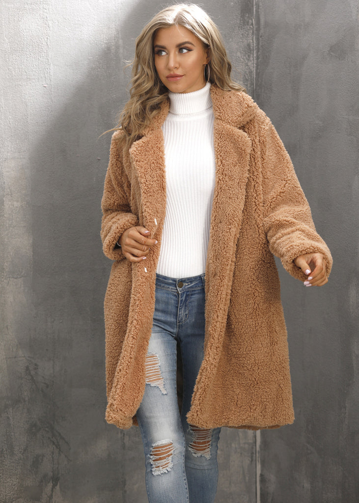 Melbourne Pocketed Teddy Coat - Camel – InsStreet