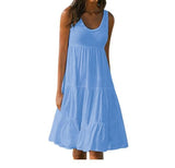 Teagan Cotton Tiered Babydoll Dress - Blue MABL-001
