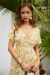 Alianna Floral Ruffle Midi Dress - Lemon ENTR-001