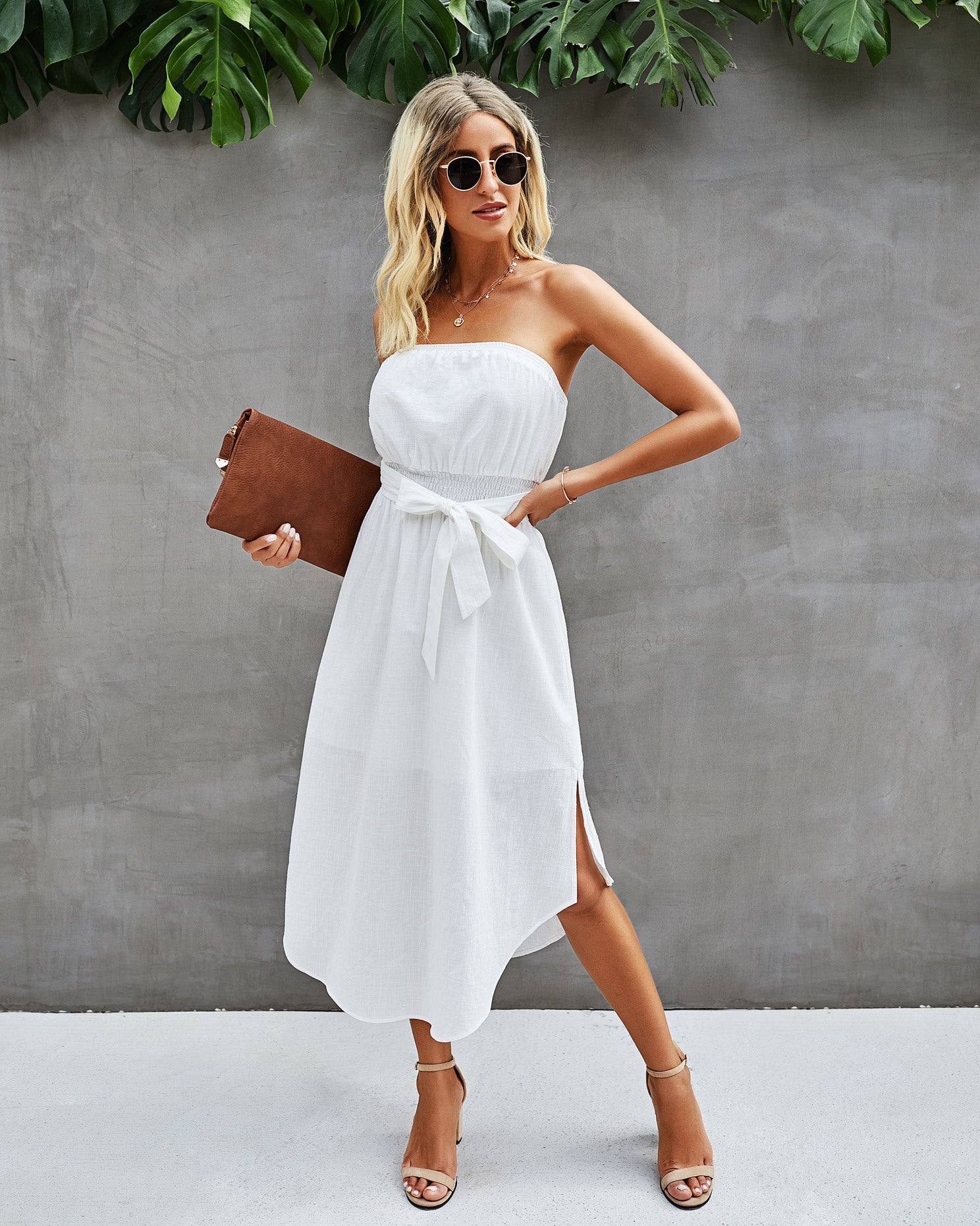 Free Falling Strapless Tiered Maxi Dress - Off White Ins Street