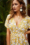 Alianna Floral Ruffle Midi Dress - Lemon ENTR-001