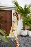 Alianna Floral Ruffle Midi Dress - Lemon ENTR-001