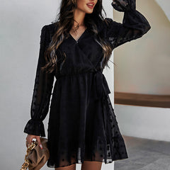 Playful Heart Puff Sleeve Babydoll Dress - Black Ins Street