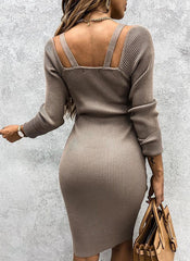 Broadway Ribbed Knit Midi Dress - Mocha - FINAL SALE Ins Street