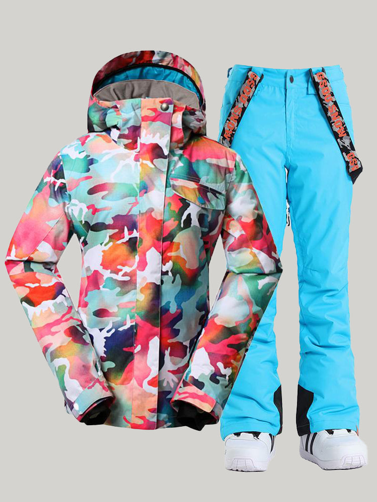 Ski Suits Camo Snowboard Jacket Pants Sets Ins Street