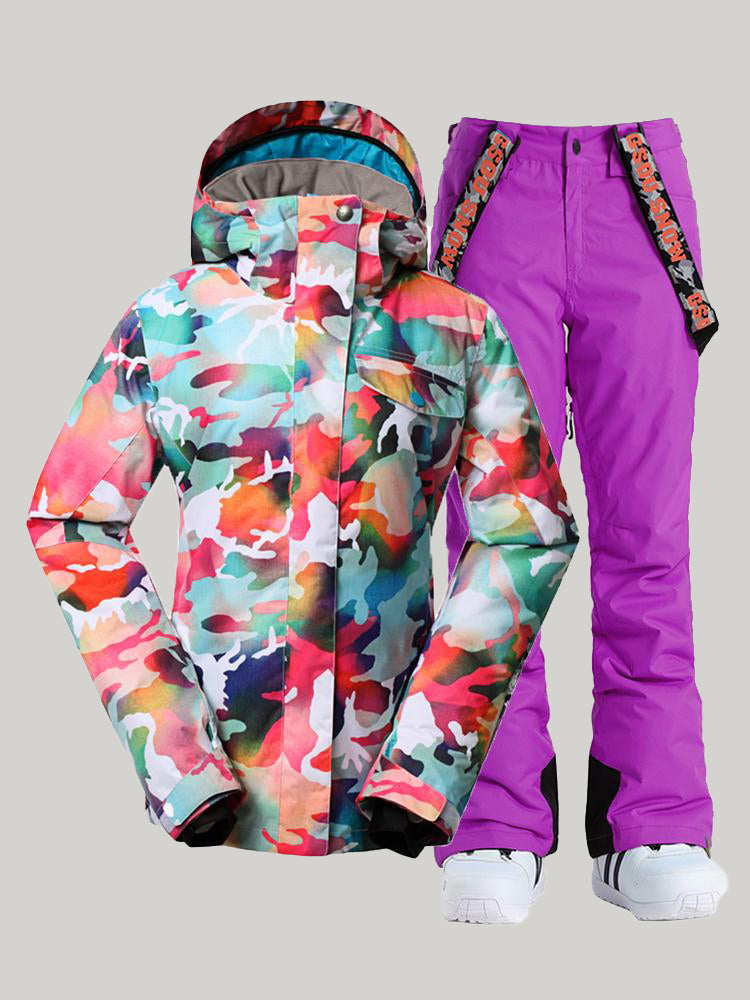 Ski Suits Camo Snowboard Jacket Pants Sets Ins Street