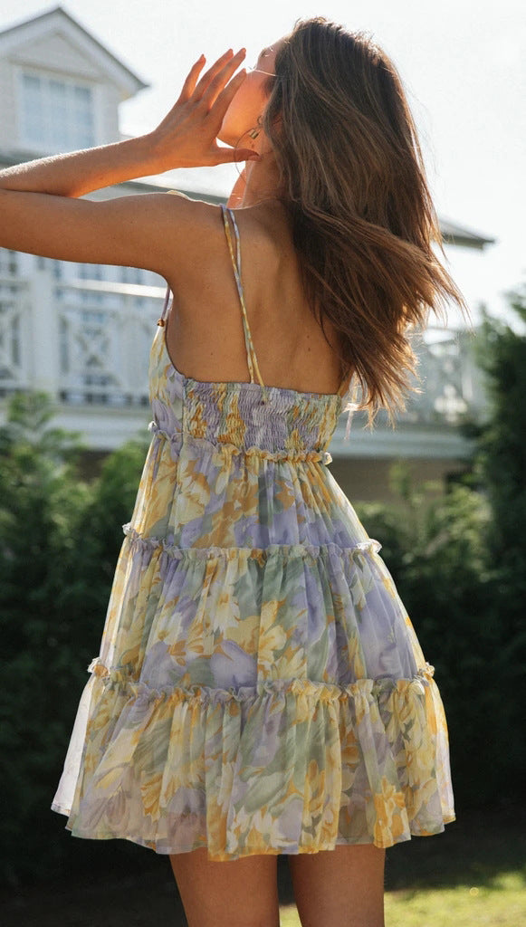 Dress The Part Floral Chiffon Tie Dress Ins Street