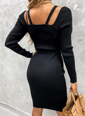 Broadway Ribbed Knit Midi Dress - Black Ins Street