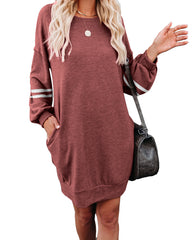 Randy Pocketed Long Sleeve Knit Dress - Marsala - FINAL SALE Ins Street